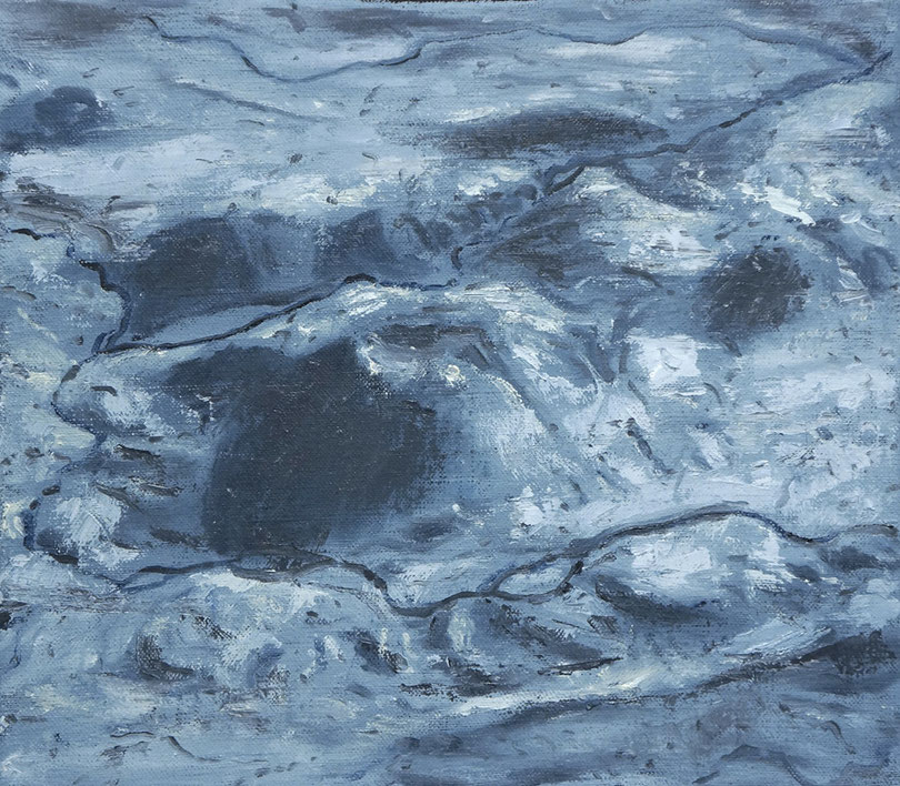 Island, Vulkan, 2. Version, Öl auf Leinwand, 35 x 40 cm, 2013