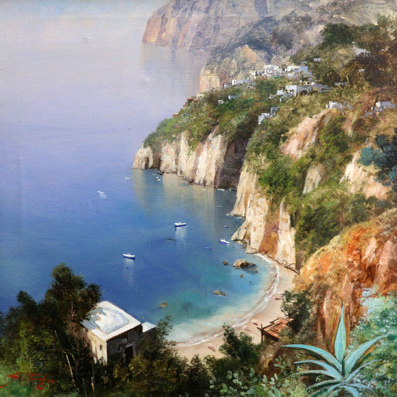 Küste in Süditaliern, 40 x 40 cm