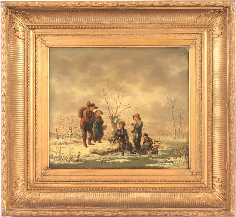 te_koop_aangeboden_een_winter_landschap_van_de_nederlandse_kunstschilder_gerrit_hendrik_gobell_1786-1833_hollandse_romantiek