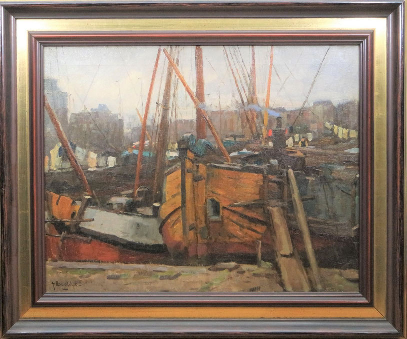 te_koop_aangeboden_een_havengezicht_van_amsterdam_het_"westerdok"_van_de_nederlandse_kunstschilder_felicien_bobeldijk_1876-1964