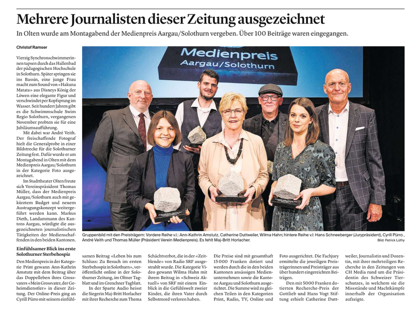 Andre Veith Fotografie Solothurn Medienpreis Aargau / Solothurn