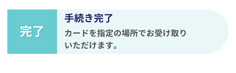 手続き完了。カードを指定の場所で受け取れることを示す画像
