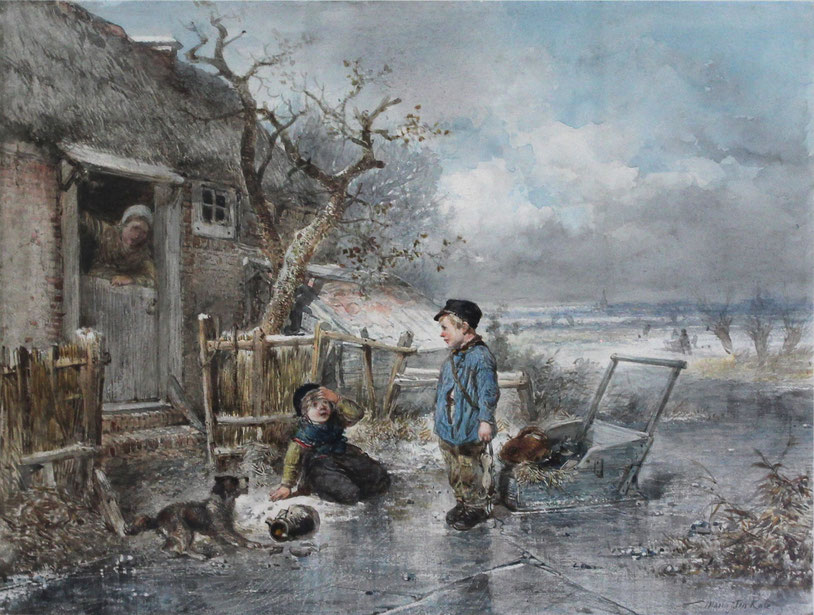 te_koop_aangeboden_een_aquarel_kunstwerk_met_een_wintergezicht_van_de_aquarellist_mari_ten_kate_1831-1910
