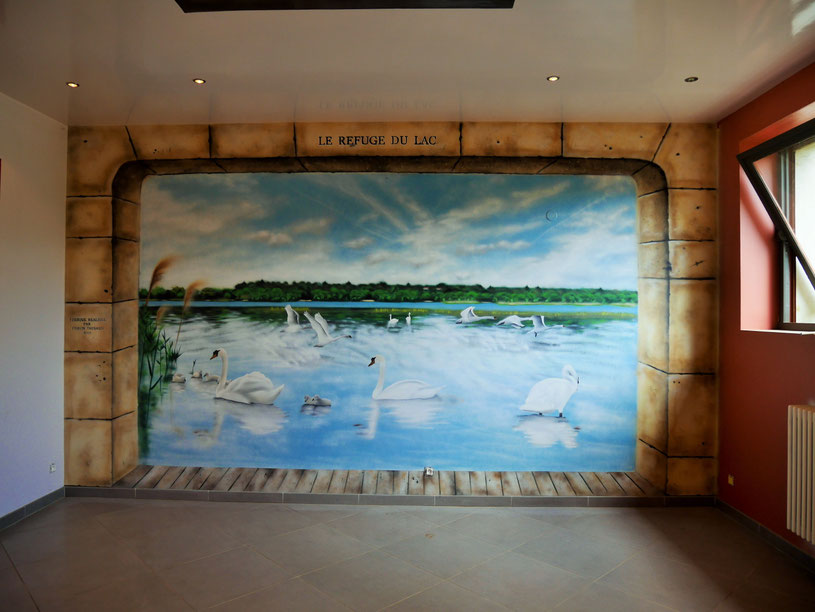 photo d'une fresque en trompe-l'oeil, Marcenay, coron thibaud