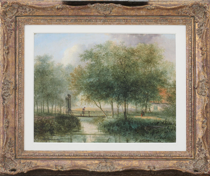 te_koop_aangeboden_een_landschaps_schilderij_van_de_schilder_jan_evert_II_morel_1835-1905_de_hollandse_romantiek_19de_eeuw