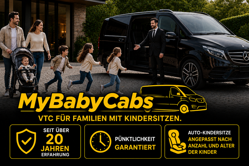 Taxi in Paris mit Kindersitz