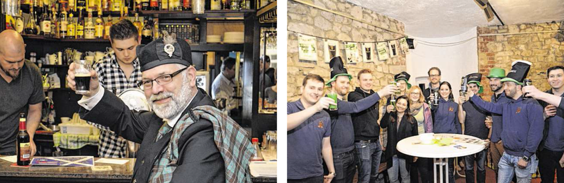Auch „Kupferstädter Schotten“ vom Clan der MacKinnons fühlen sich beim Stolberger St. Patrick‘s Day sichtlich wohl. Im Burghaus feierte die Stolberger Junge Union mit ihren Gästen bei schwarzem „Guinness“ und grünem Pilsener.