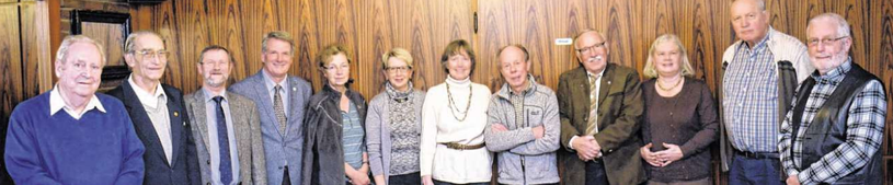 die Ehrenvorsitzenden Hans Klein und Josef Naumann (v. l.), Heinrich Rüttgers, Heinz Milcher, Rita Wolter, Petra Cremer, Hedwig Pötters, Klaus Raschke, Josef Wolff, Ingrid Rüttgers, Bernd Husung und Werner Hamacher. Foto: Dirk Müller