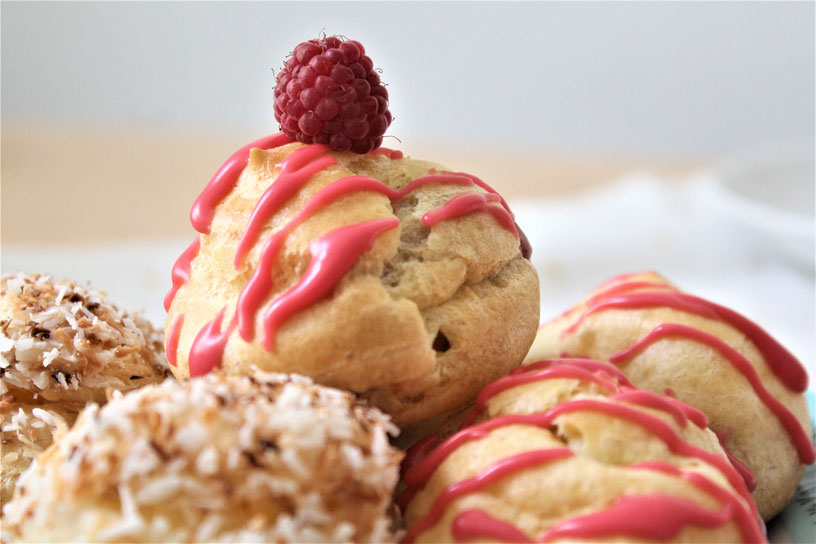 cream puff pastry pastries raspberry coconut recipe easy beginner lemonade pink custard homemade