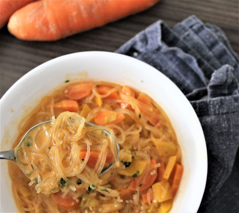 vegan vegetarian thai inspired asian glass noodle soup low carb gluten free healthy recipe curry