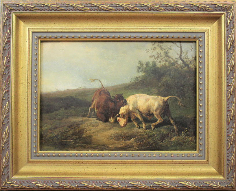 te_koop_aangeboden_een_schilderij_getiteld_"vechtende_stieren"_van_de_nederlandse_kunstschilder_jan_bedijs_tom_1813-1894 