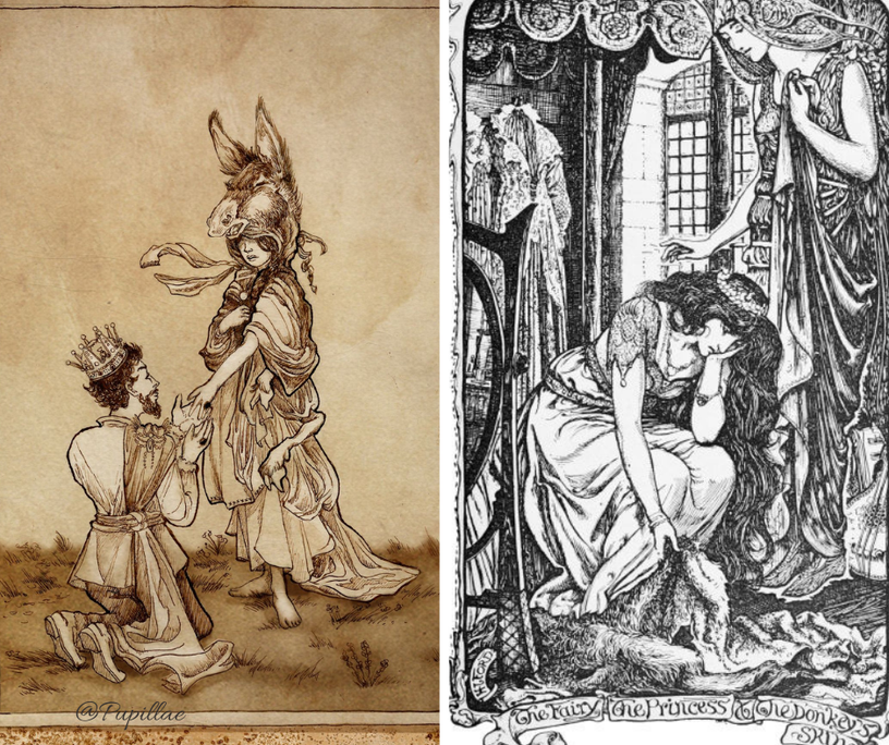 1. Peau d’Âne illustrated by Sibylle Delacroix 2. Donkey Skin - The Grey Fairy Book by Andrew Lang, 1900