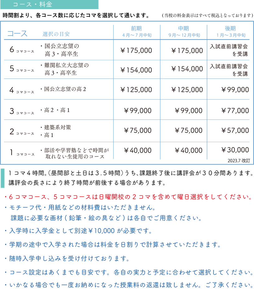 芸大美大受験コース時間割