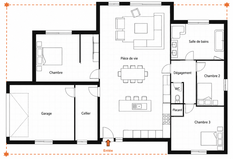 Rééquilibrage énergétique de la forme irrégulière d’une maison avant la pose du Bagua