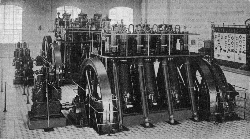 Diesel-Zentrale Schwechat, Anlagen II und III in einer Aufnahme aus dem Jahr 1911