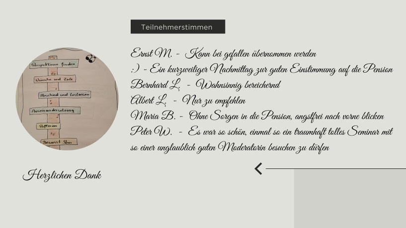 Teilnehmerstimmen und Bild Baumstamm