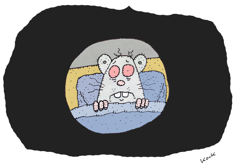Siebenschläfer kann nicht schlafen. Cartoon Oliver Kock Greenfluencer
