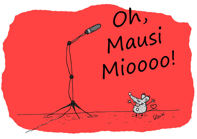 Kleiner Mäuserich schmettert verliebt eine Arie Cartoon Oliver Kock