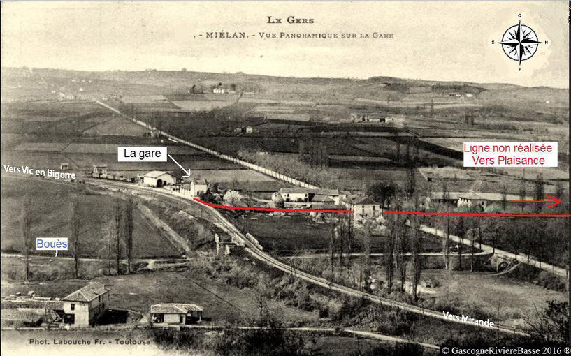 Gare de Miélan Rivière Basse train chemin de fer Plaisance du Gers Marciac Tillac 