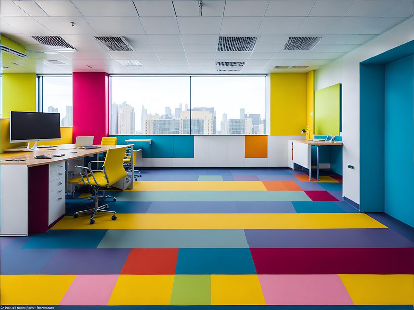 Les couleurs vives sont stimulantes dans les espaces de travail