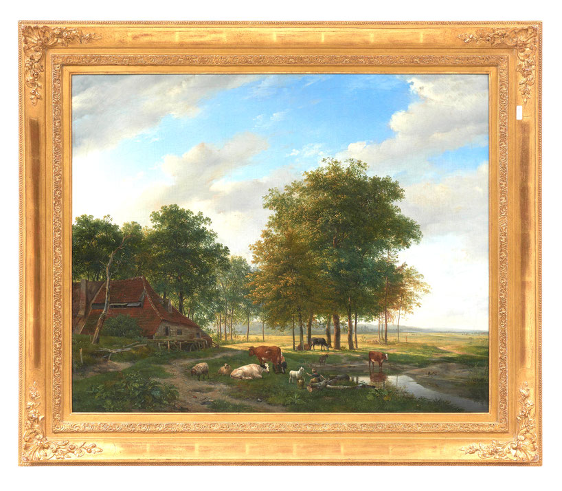 te_koop_aangeboden_een_landschap_schilderij_met_vee_van_de_kunstschilder_hendrikus_van_de_sande_bakhuyzen_1795-1860