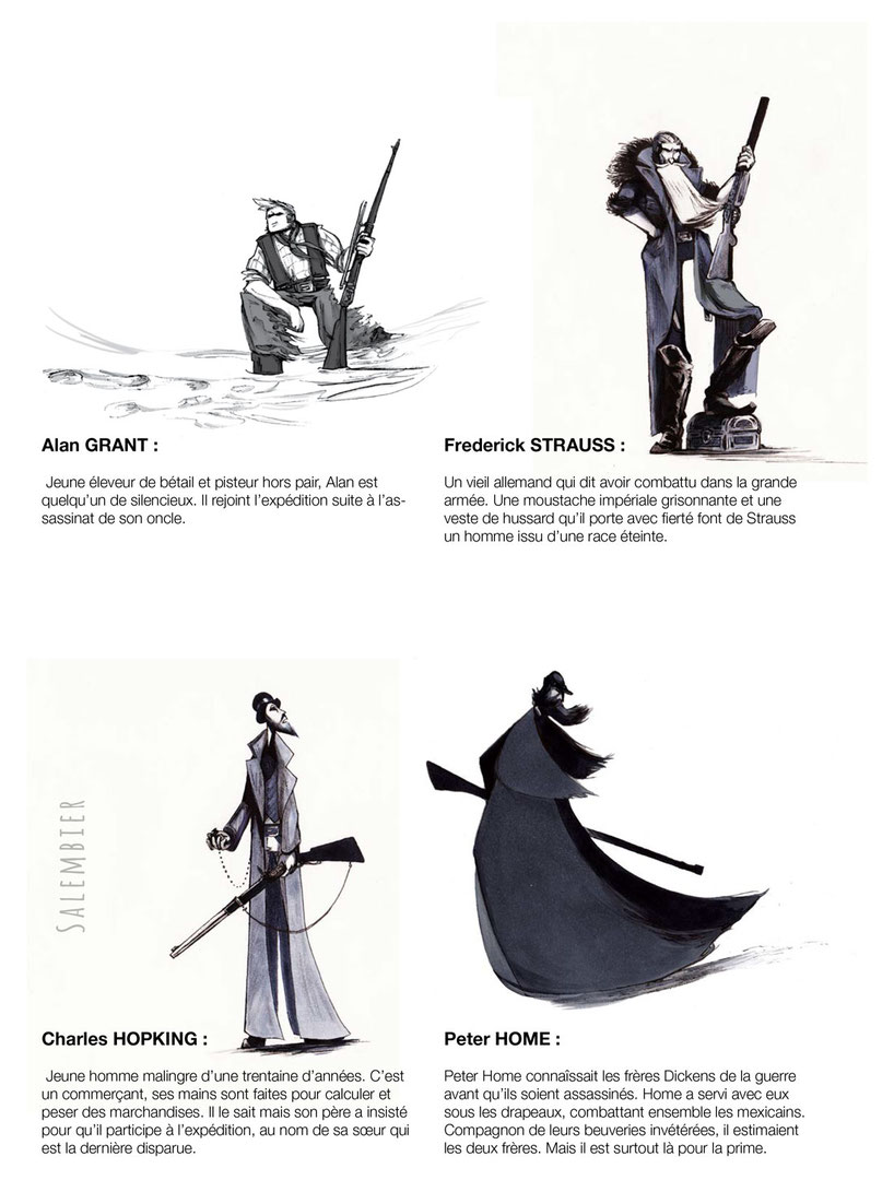salembier-francois-projet-blackwood-couverture-illustrateur-auteur-de-bd-scénariste-freelance-projet-bd-western-black-wood-francois-salembier-couverture-neige-loup-wolf-winter-hands-blood-brume-personnage-chardesign-chara-design-nb-noir-blanc