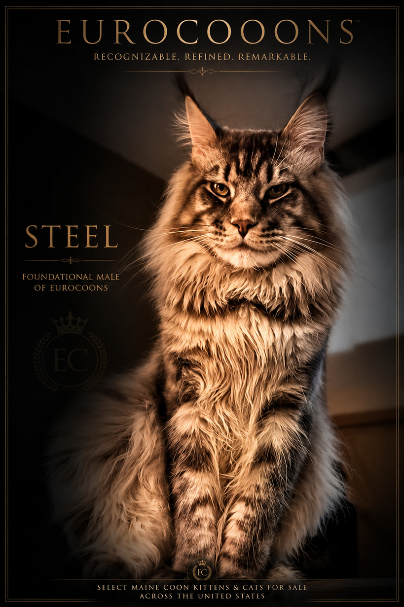 Steel of EuroCoons Blue Silver Tabby male kitten producer at EUroCoons Maine Coon Cattery