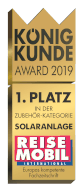 SOLARA erhält den 1. Platz beim "König Kunde Award 2019". Das Ergebnis einer großen Umfrage und Beleg dafür, dass SOLARA Produkte für Reisemobil, Wohnmobil, Camper, Vans, Wohnwagen usw. empfehlenswert sind, gut funktionieren und die Leser zufrieden sind.