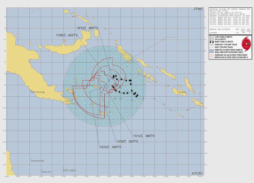 Track map of tropical cyclone Maila near the Solomon Islands. From JTWC, 11/04/2026.