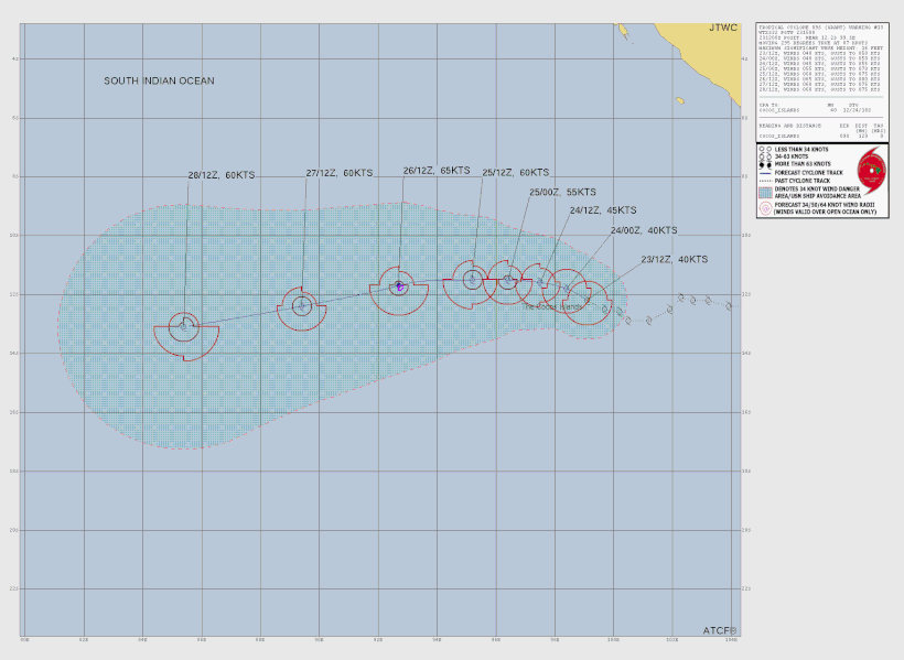 Track map of tropical cyclone Grant. From JTWC