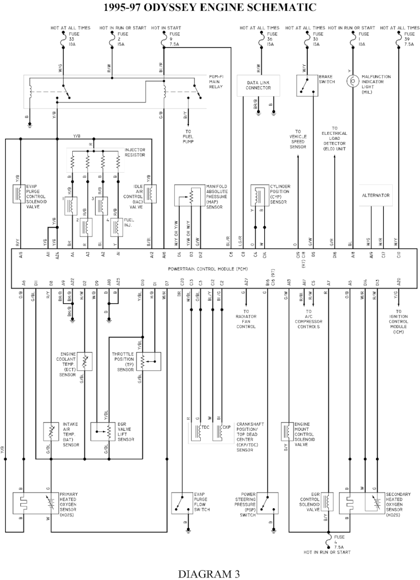 1995-97 Odyssey Engine Schematic