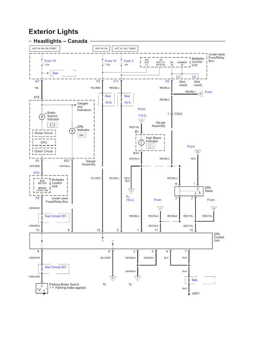 2002 CR-V HEADLIGHTS ELECTRICAL SCHEMATIC