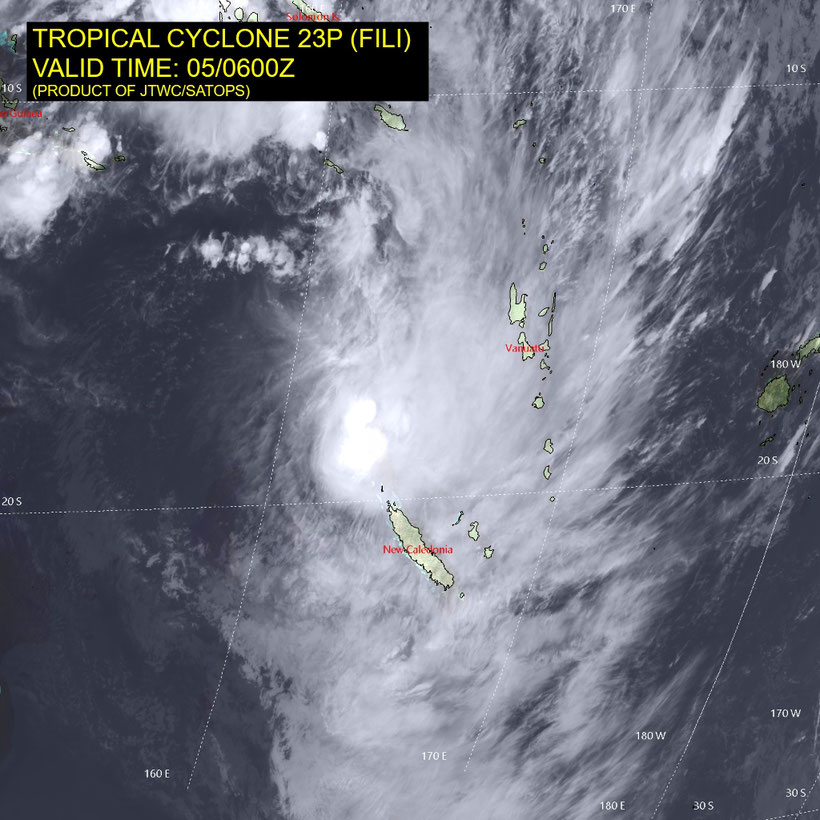 Satellite image of tropical cyclone Fili, 05/04/2022. Image from JTWC.