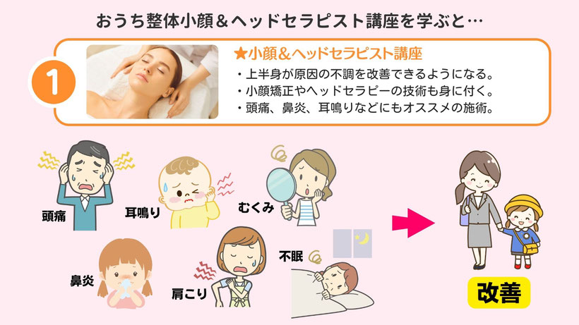 おうち整体ヘッドセラピスト講座を学ぶとできること（上半身の不調改善・ヘッドセラピー）