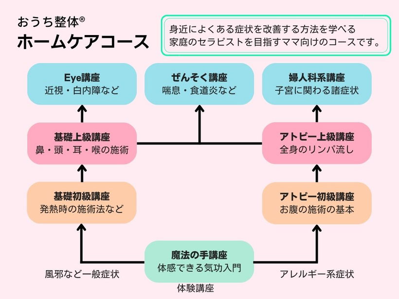 おうち整体ホームセラピストコース（最短一日で簡易的に学べる各種症状の専門的コース）