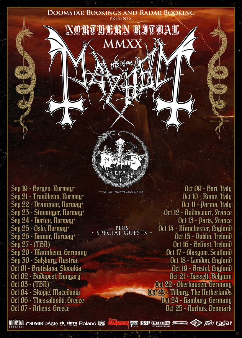 MAYHEM, Northern Ritual 2020 European Tour, Black Metal, Mortiis, Rockers And Other Animals, News
