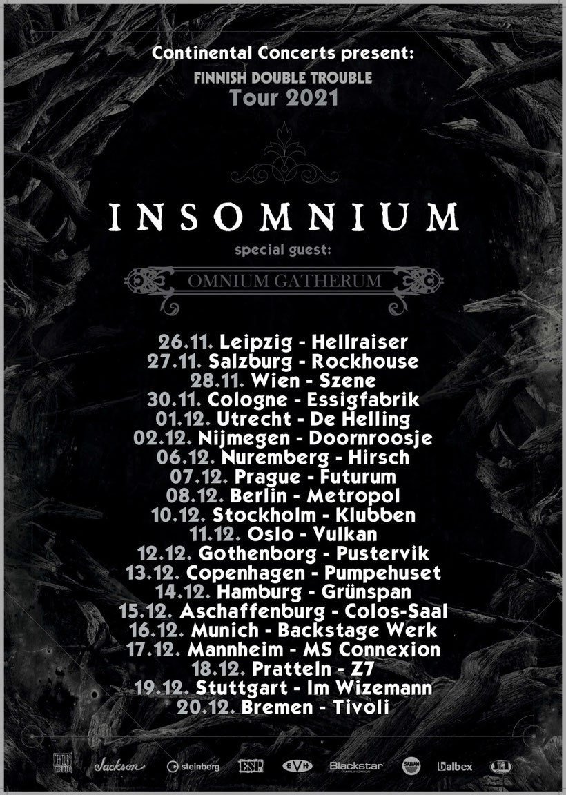 INSOMNIUM, OMNIUM GATHERUM European tour 2021, rockers and other animals