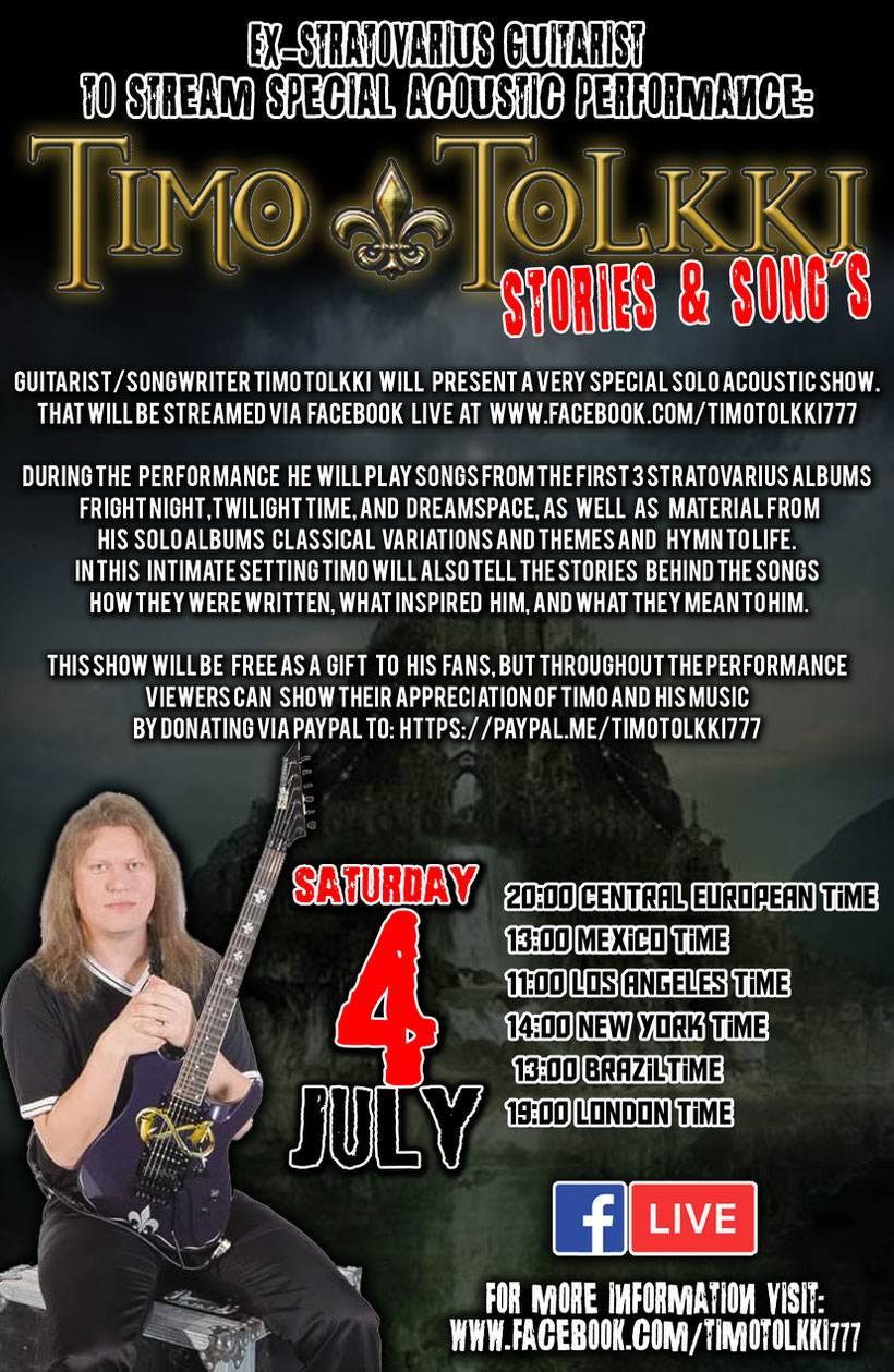 Ex-Stratovarius guitarist Timo Tolkki to stream special acoustic performance: “TIMO TOLKKI - STORIES & SONGS”, rockers and other anomals mag