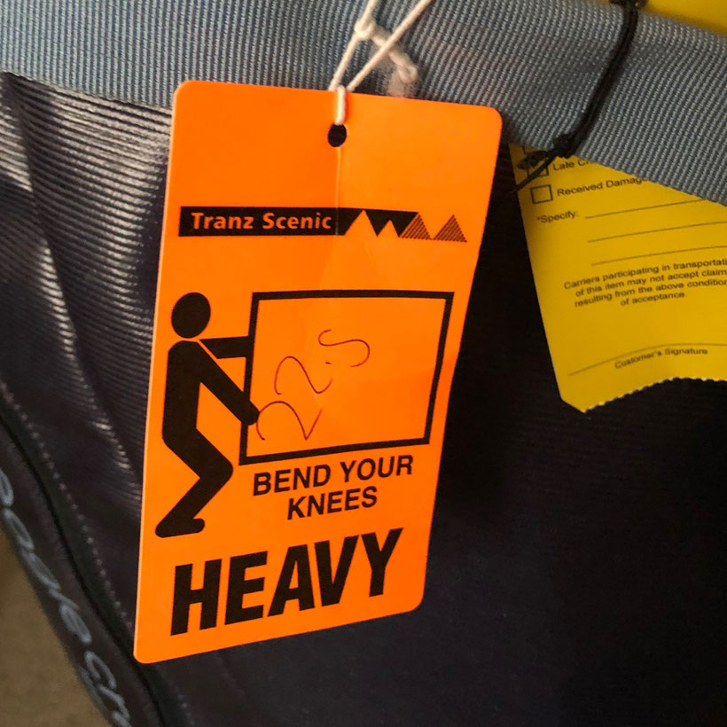 Auf dem Hinflug war sie noch 21 kg