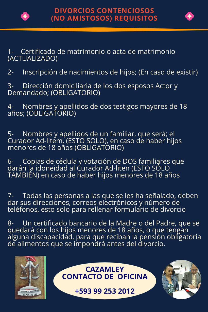 me quiero divorciar cuales son los requisitos 
