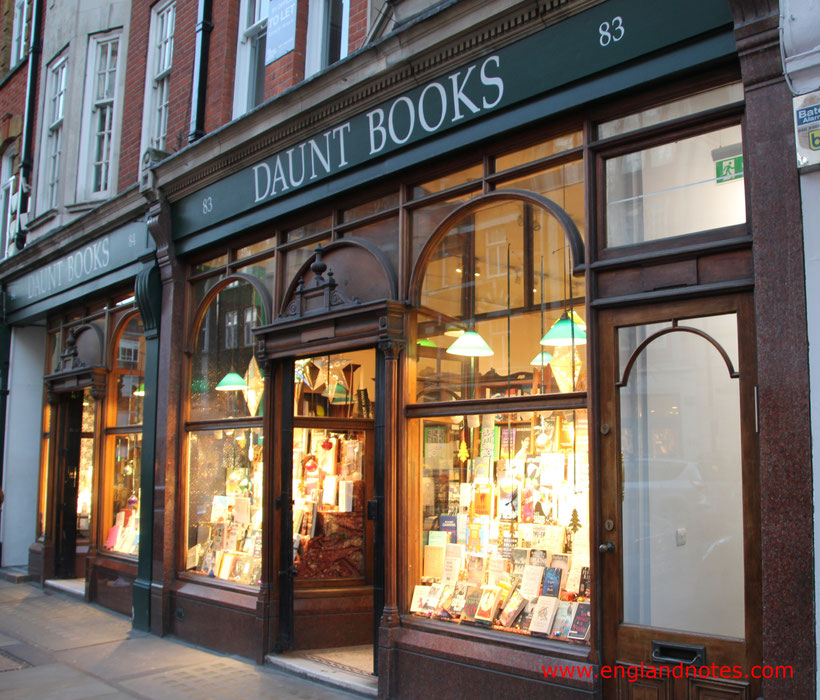 Sehenswürdigkeiten und Attraktionen im Londoner Stadtviertel Marylebone. Buchladen Daunt Books und Shopping in Marylebone.