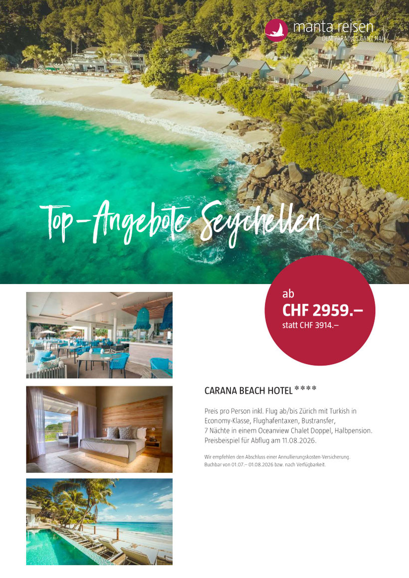 Seychellen Topangebot Flug Hotel Halbpension August 26 Mantareisen - Travelbrain Reisen