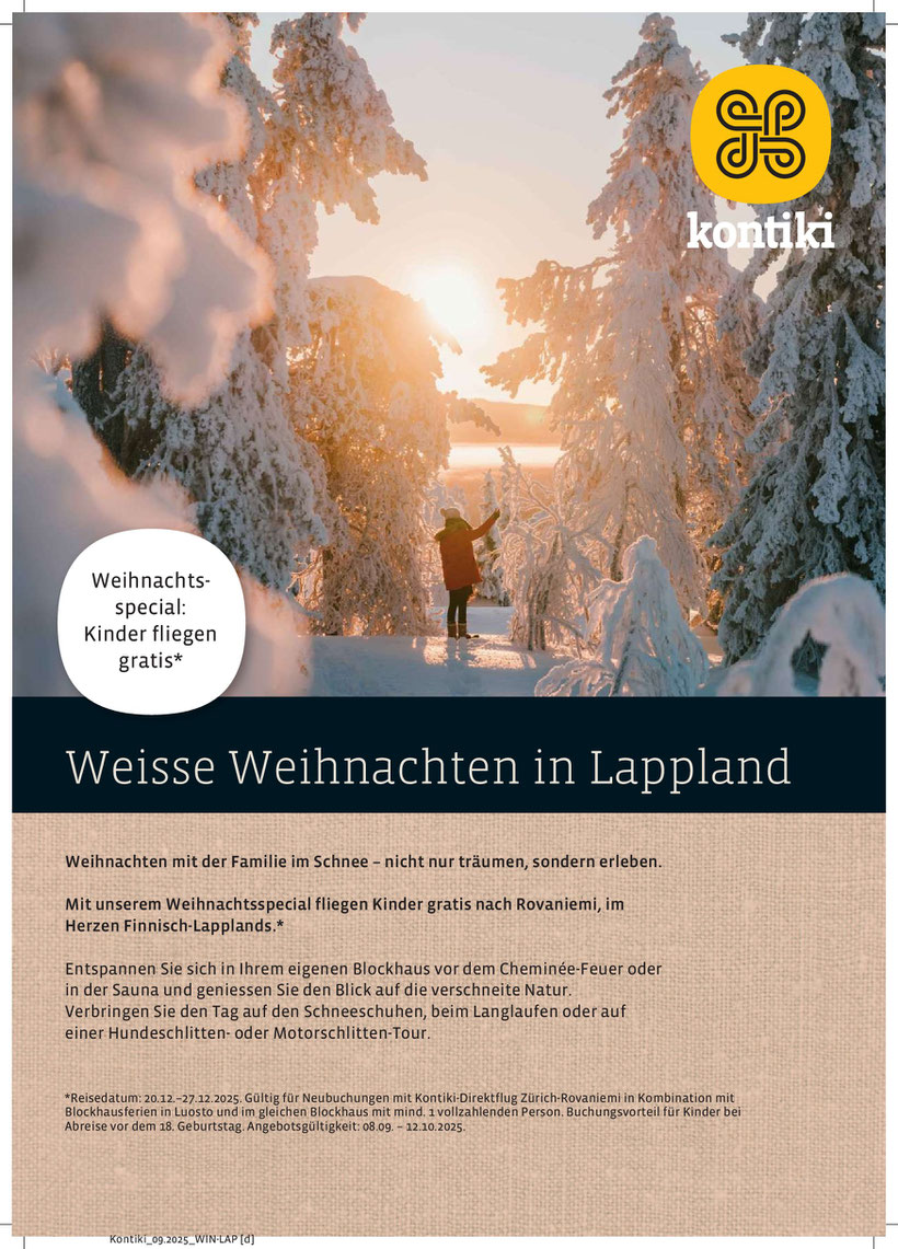 Weihnachten in Lappland Flug Rovaniemi für Kinder gratis jetzt gleich reservieren
