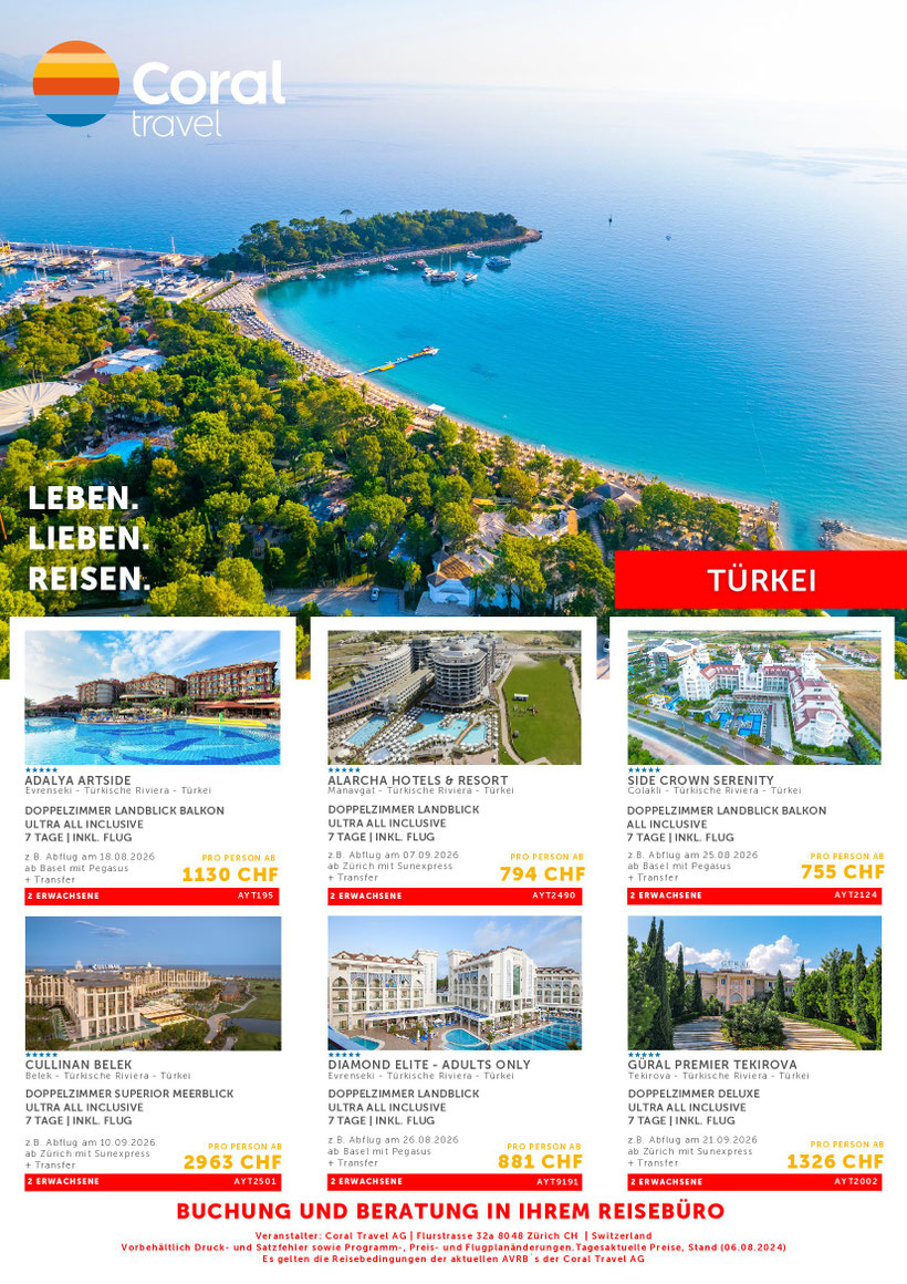 Ferien mit Flug und Hotel Türkei August September 26 