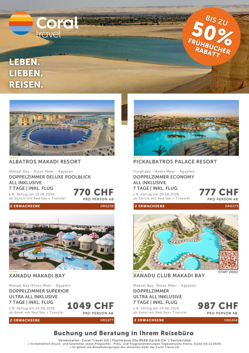 Frühbucherangebote Juni 26 Aegypten bis 50 % Rabatt - jetzt zugreifen