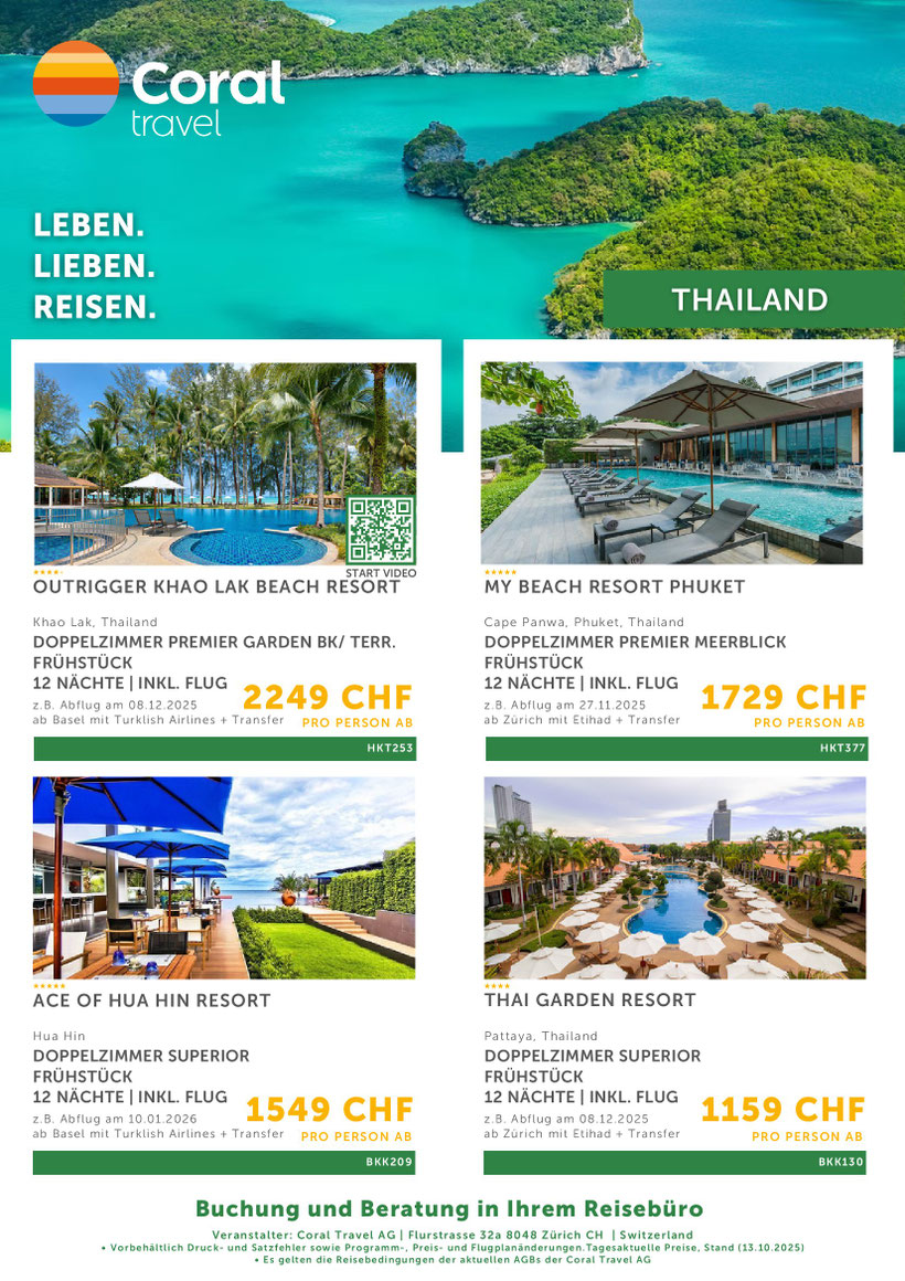 Träumen unter Palmen in Thailand jetzt zu Toppreisen