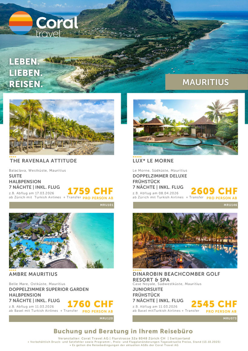 Träumen unter Palmen auf Mauritius jetzt zu Toppreisen