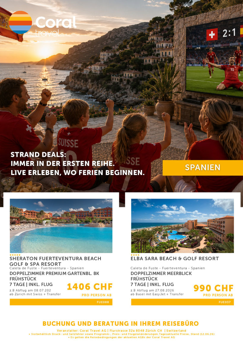 Deals Fuerteventura Flug und Hotel Juli August 26 Coraltours - Travelbrain Reisen 