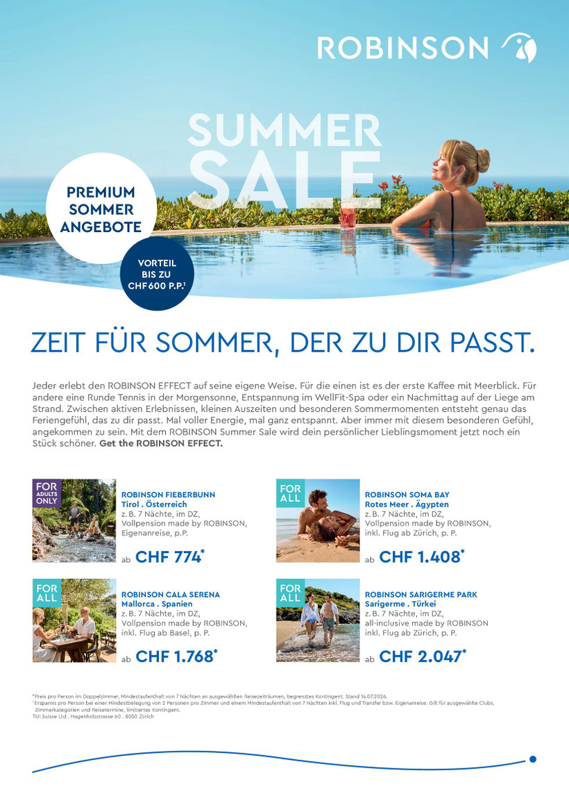 Robinson Club Summer Sale Angebote pauschal Mallorca Rotes Meer Tirol Türkei TUI - Travelbrain Reisen