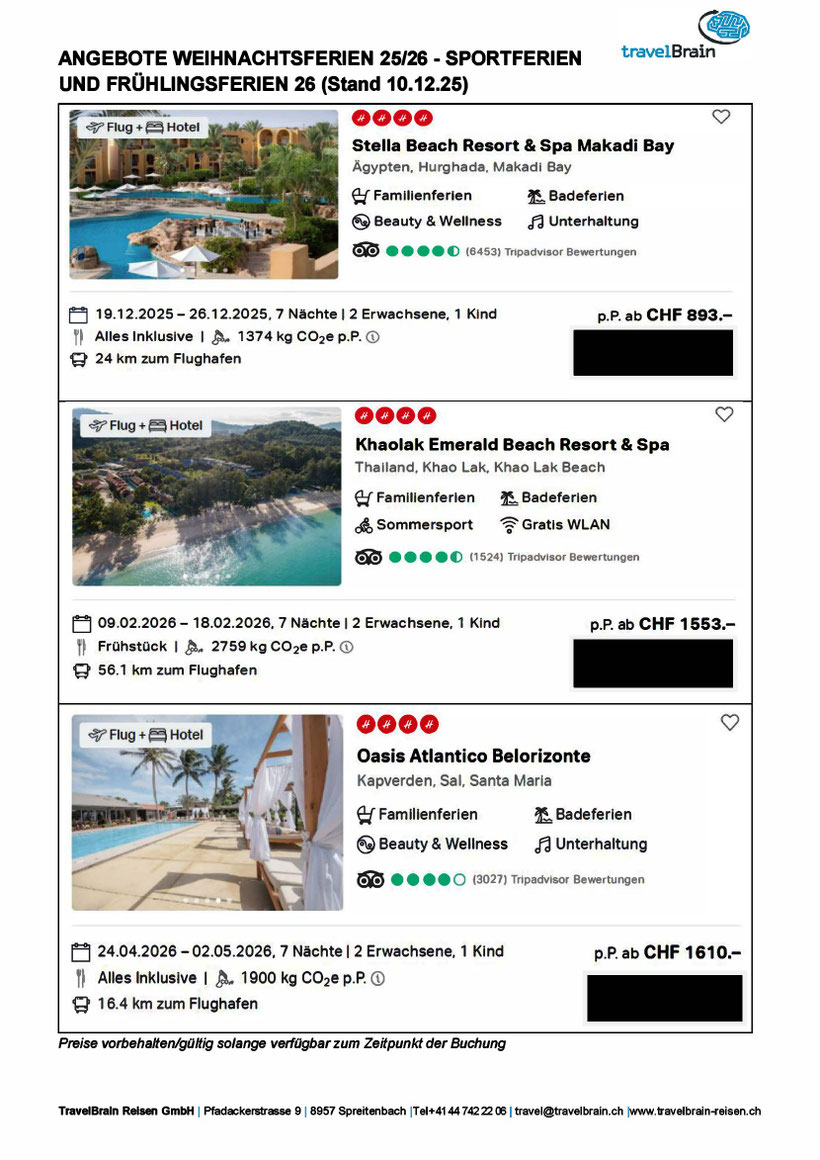 Angebote Weihnachtsferien 25 Sportferien und Frühlingsferien 26 am Meer bei TravelBrain buchen